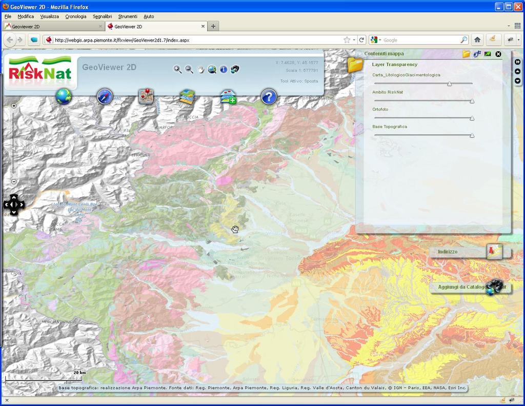 Servizi di visualizzazione 2D: Nel corso del primo semestre 2011 è stato completato lo sviluppo del nuovo visualizzatore WebGIS.