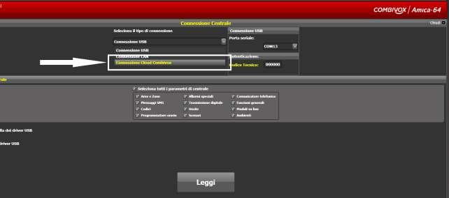 3. FUNZIONI DI PROGRAMMAZIONE CENTRALI TRAMITE CLOUD Per le centrali connesse al CLOUD COMBIVOX, tutte le seguenti funzioni disponibili da software: 1. Lettura parametri 2. Programmazione parametri 3.