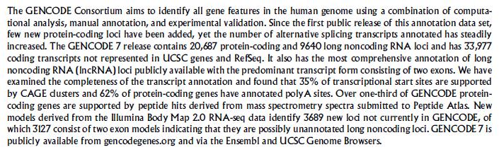 LncRNAs: GENCODE Project RNA maps reveal new RNA classes and a possible function for pervasive transcription.