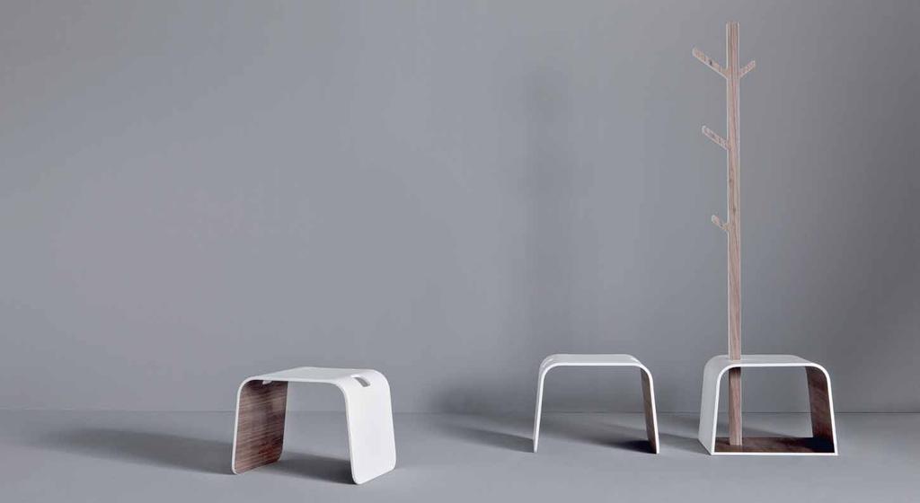 FANTASY FLOWS ALONG CLEAR LINES Stool and Garment Hanger in Wood with Canaletto Walnut Finish
