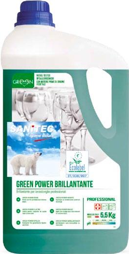 DETERGENTI NICKEL TESTED IPOALLERGENICi CON MATERIE PRIME DI ORIGINE VEGETALE NEW NEW NEW 200.48.4019 Brillantante Green Power 5,5 Kg. - 1 pezzo 200.48.4017 Lavastoviglie Green Power 6 Kg.