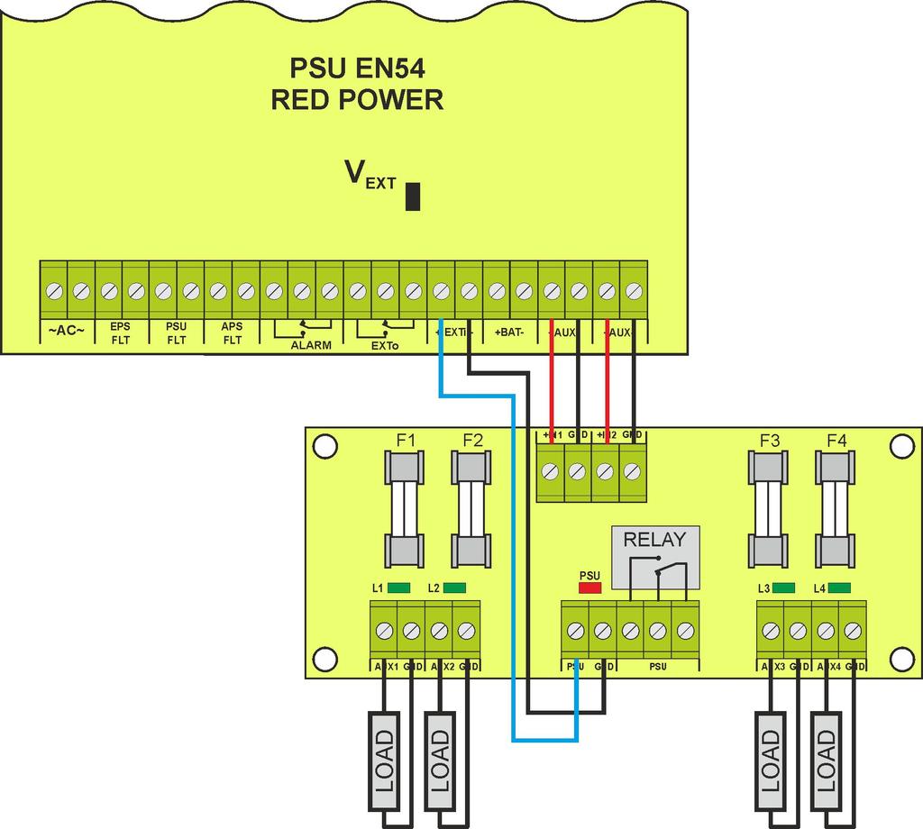 Moduli relè EN54-LB4 e EN54-LB8. Il moduli a relè EN54-LB4 e EN54-LB8 a seconda delle versioni consente il collegamento di 4 oppure 8 ricevitori all alimentatore.