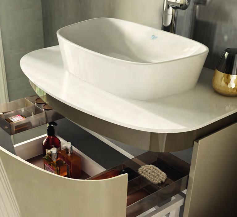 Lavabo da appoggio 52x32 cm senza troppopieno Il suo delicato bordo e il suo