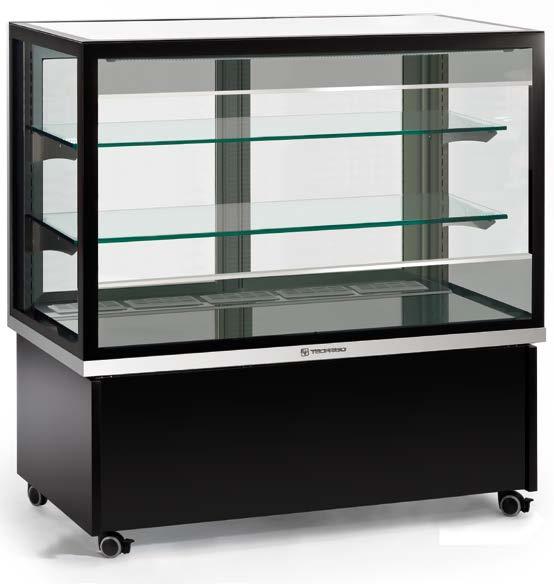 KARINA Q-SS ESPOSITORE ORIZZONTALE CON RIPIANI IN VETRO HORIZONTAL SHOWCASE WITH GLASS SHELVES -SS SP: Disponibile in versione SP senza pannelli, da incasso / Available without panels, SP built-in