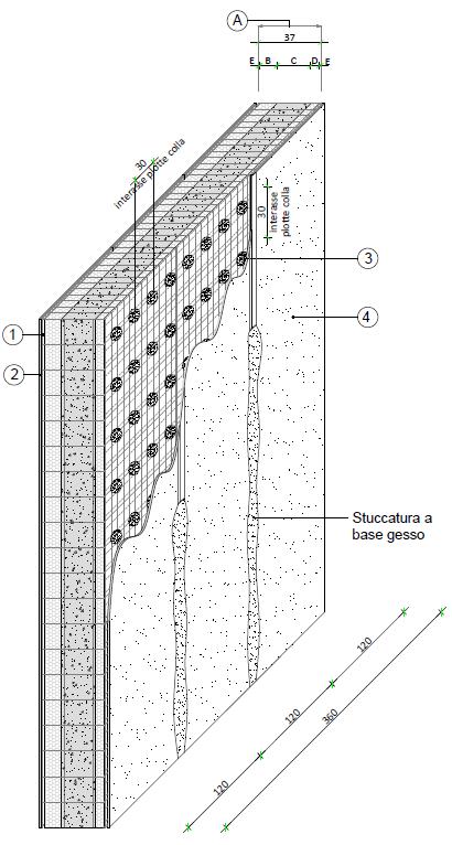 3 Parete rivestita con placcaggio diretto 9 8 7 6 5 Modulo a Getto Singolo Ecosism +5NES37 Calcestruzzo Rck 3 Spessore cm 1.