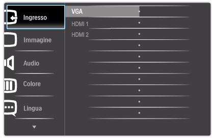 Di seguito è mostrata un illustrazione dell interfaccia OSD: 248C3L Il menu OSD Segue un illustrazione generale della struttura dei comandi OSD.