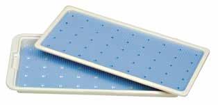 6 cm Sterilization tray, with silicone mat and metal clips, double level, for