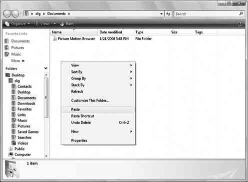 4 Fare doppio clic sulla cartella [Documents]. Quindi, fare clic con il pulsante destro del mouse sulla finestra Documents per visualizzare il menu e fare clic su [Paste].