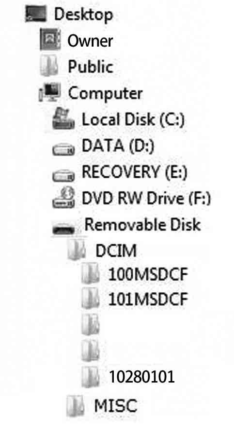 Destinazioni per la memorizzazione dei file delle immagini e nomi dei file I file delle immagini registrati con la fotocamera vengono raggruppati in cartelle sulla scheda di memoria.