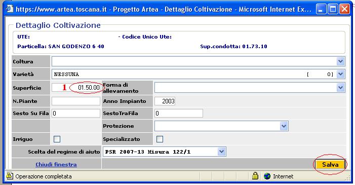 2) Agire sul link presente sul campo identificato in figura con il simbolo Modificare il