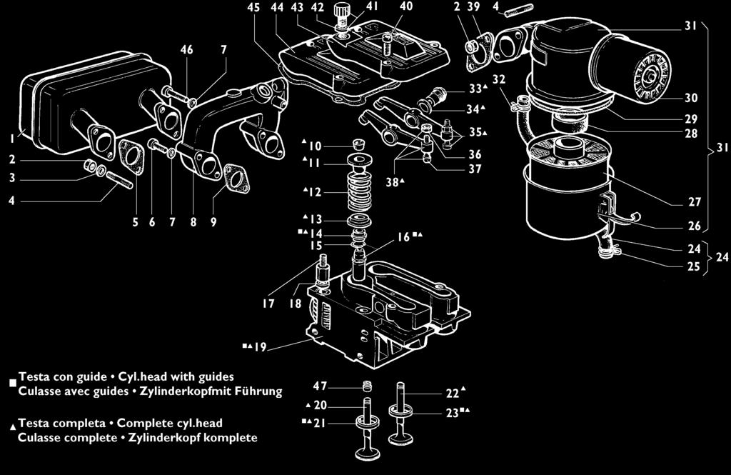 TESTA - CYLINDER HEAD CULASSE - ZYLINDERKOPF 4 1 1 52745 00527R0450 1 1 1 1 1 1 Marmitta Muffler Pot Echappement Auspufftopf 2 32590 0032400210 6 6 6 6 6 6 Dado speciale M.8 ch.