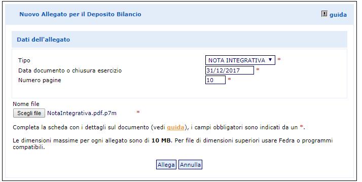 firmato digitalmente e quindi su Allega e poi su OK per confermarne l inserimento.