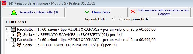 Può essere utile verificare la quadratura, rispetto al totale quote, tramite apposito bottone in basso a destra che permette di