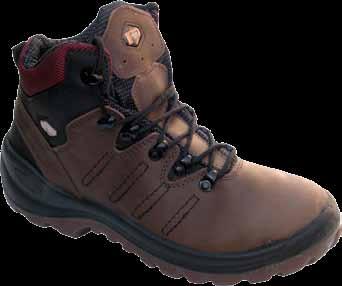 1/988 CALZATURA ANTINFORTUNISTICA TREKKING ALTA S3 SAFETY HIGH TREKKING SHOE S3 38 43 39 44 40 45 41 46 42 47 Tomaia in nabuk Trattato idrorepellente Colore marrone Inserti in nylon idrorepellente