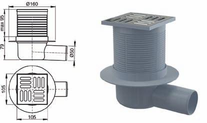 Pozzetti griglia NOX APV31 Pozzetto a pavimento 105 x 105 scarico 50 griglia