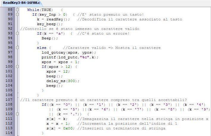 3. Immettere una sequenza di caratteri e visualizzare sul display il corrispondente valore numerico (es.