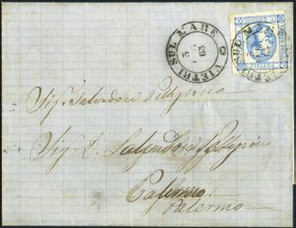 .. 80 - Antichi Stati - Pontificio - 21/1/1863 - Lettera da Roma per Carpi con coppia del 5 b. rosa carminio n 6A.