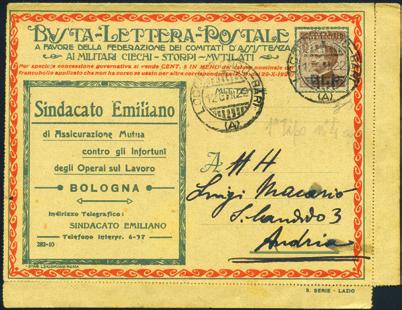 Bolli d arrivo al verso (f)...60 - Italia Regno - 12/1/1921 - Lettera B.L.P.
