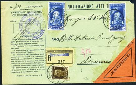 ..50 - Italia Regno - 14/4/1936-2 lettere da Gardone Riviera per Brescia affrancate: una con serie Bellini di posta ordinaria