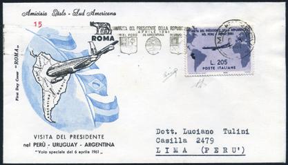 ..100 - Italia Repubblica - 6/4/1961 - Le 3 buste FDC viaggiate con serie Gronchi con il 205 rosa ricoperto, n 918/21.