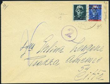 300 - Occupazioni Italiane - Zante - Amministrazione Civile Greca - 24/10/1943 - Lettera da Zante per Machaigodon affrancata con c. 50 P.O. soprast.