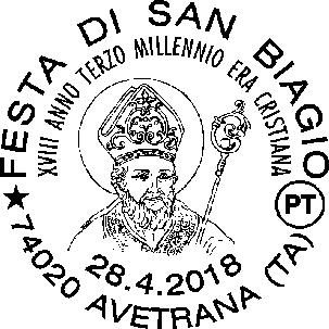 238 RICHIEDENTE: Parrocchia San Giovanni Battista SEDE DEL SERVIZIO: Sede del Comitato Feste Piazza Vittorio Veneto 74020 Avetrana (TA) DATA: 28/04/2018 ORARIO: 16.00-19.