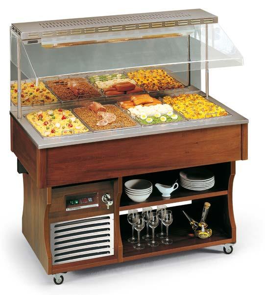 ISOLA MURALE M RISCALDATE/HEATED BUFFET DA PARETE PER RISTORAZIONE E GASTRONOMIA WALL GASTRONORM BUFFET DISPLAY UNIT ISOLA MURALE 4 M BM OPTIONAL