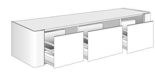 0 10 - Portalavabo per lavabo da appoggio con top - Vanity unit for standing basin with top - Waschtisch-Unterschrank mit Platte - Porte-lavabo à posér avec plan - Portalavabo apoyo con encimera 60