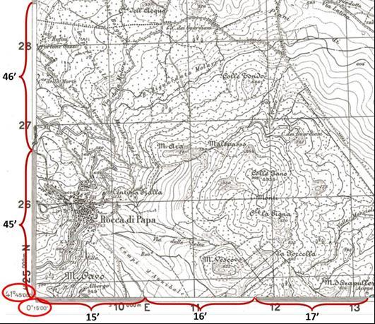 Calcolo coordinate geografiche Ogni listarella vale un primo di grado (quindi 60 secondi di grado).