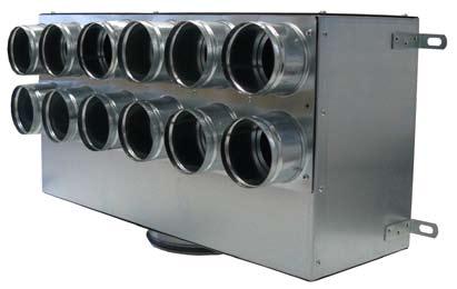 Box di distribuzione per sistema di ventilazione meccanica controllata Hitec AIR Box di distribuzione in lamiera zincata e in materiale plastico Il sistema di distribuzione dell aria Hitec AIR è