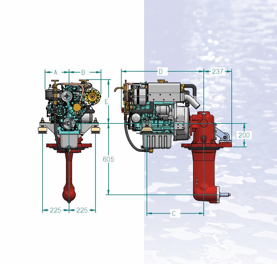 Dimensioni e Pesi con SeaProp 60 14SD 16SD 20SD 25SD 28/30SD 35/38SD 43/50/60SD A 218 218 218 218 202 228 252 B 217 217 217 217 271