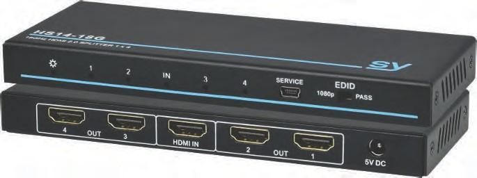 HS14-18G HS18-18G Distribuisce 1 ingresso Hdmi 2.0 4K 18Gbps 4K @60 4:4:4 su 4 uscite. Gestione EDID. Data rate 18 Gbps. Signal re-clock e boost. Indicatore HDCP e stato di connessione.