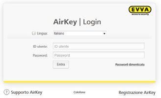 Registrazione AirKey Nella pagina https://airkey.evva.com fare clic sul pulsante Registrazione AirKey. Compilare i campi del modulo. I campi contrassegnati da * sono obbligatori.