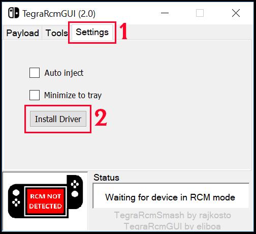 Avvio SX OS Estrai il TegraRcmGUI Portable in una cartella sul tuo desktop e copia il payload.bin (SX Loader) nella stessa cartella.