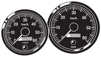 International Indicatori analogici di velocità e distanza con display Codice d ordine Colore Tensione Diametro 437-035-001 60 km/h nero 12V e 24V 80 mm 437-035-012 80 km/h nero 12V e 24V 80 mm