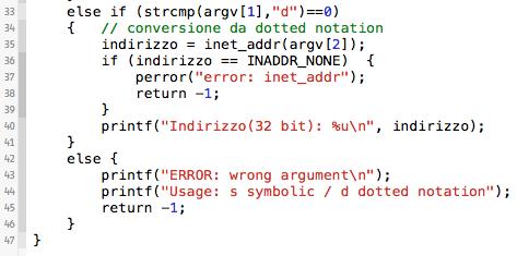 proviamo ad usarli valore di ritorno per errore inet_addr(vale -1) v provare a eseguire per risoluzione nome simbolico v provare a eseguire per indirizzo in dotted notation, procurato via nslookup q