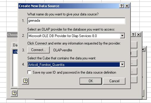 Connessione al cubo con Excel - 5 Selezionare quindi