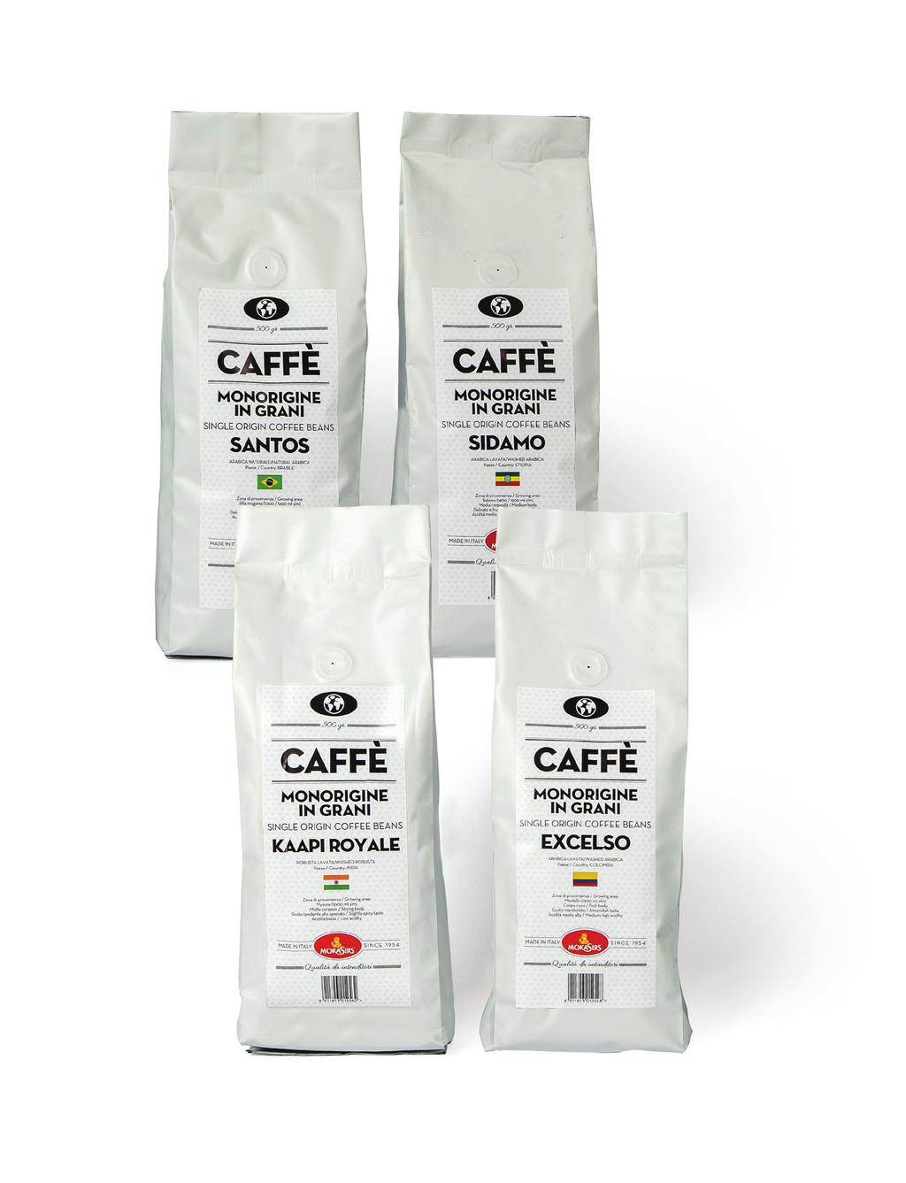 CAFFÈ IN GRANI COFFEE BEANS MONORIGINE il caffè monorigine non è una miscela, ma una singola varietà di caffè.