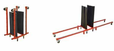 La rastrelliera viene fornita completamente smontata ed è facilmente assemblabile. Re-closable horizontal rack For storing sheet metal parts and windscreens. The arms are covered with soft rubber.