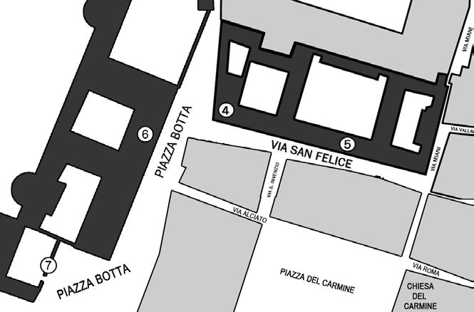 MAPPA STRUTTURE DI VIA S. FELICE E PIAZZA BOTTA 4.