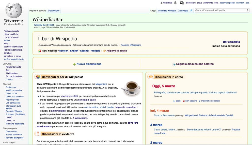 Il bar di Wikipedia Uno dei più importanti luoghi di