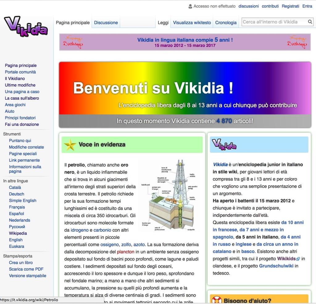 org Fondata il 17 novembre 2006 Prende ispirazione dalla Wikikids olandese, ma rimane
