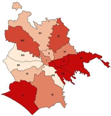 Fig. 1 - Popolazione per municipio di Roma al 31.12.