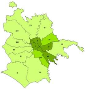 La densità abitativa media è di circa 2.235 abitanti per kmq, con picchi nei municipi I, II e V, nei quali la densità raggiunge i 9.