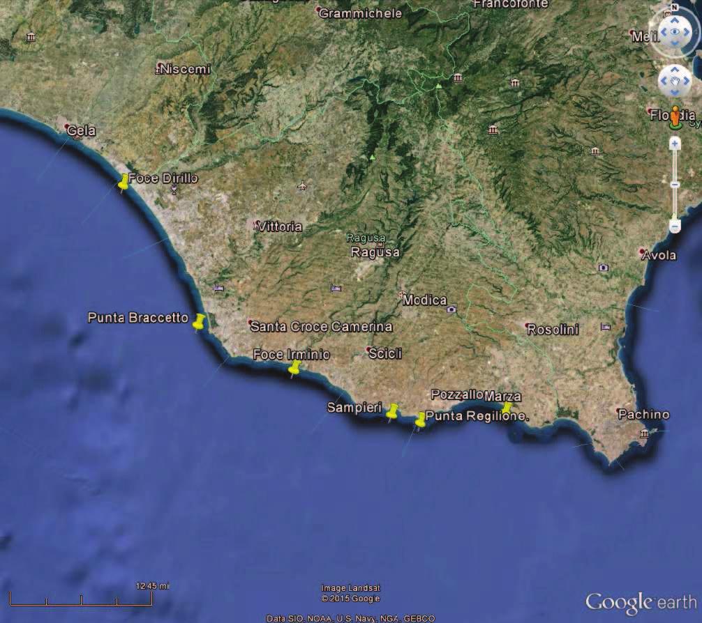 Tab.2 N transetto Denominazione transetto Nord Est Profondità (m) Data Campionamento Agosto 2010 49 Marza 36 42'44.63" 14 55'31.25" 3,00 16/09/2010 49B Punta Regilione 36 44'27,24" 14 43'21.