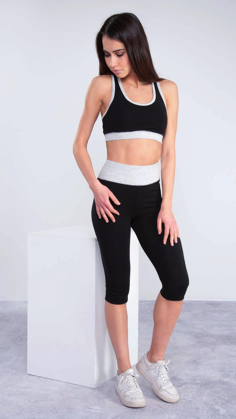 IT1006 Top fit donna 90% Cotone 10% Elastane 210 gr/m 2 Tessuto Bielastico Tessuto elasticizzato per un fit contenitivo Cuciture piatte ed ergonomiche ideali per l attività fisica Bordi colore a