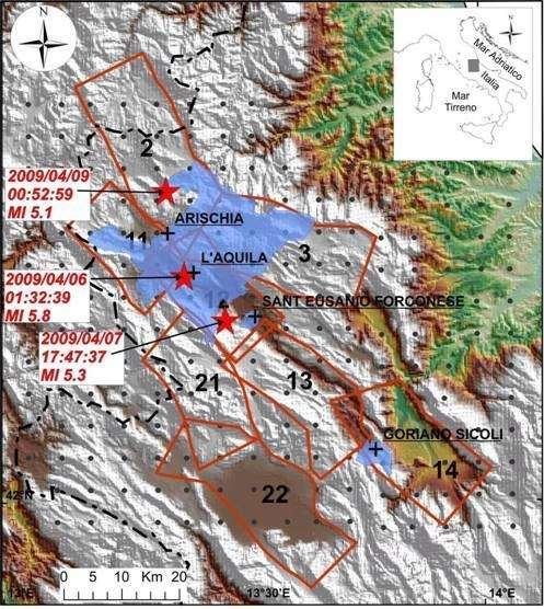 Esempi applicativi: area interessata dal terremoto di L Aquila Pace, Sabetta et al. (2011). Predicted ground motion after the L Aquila 2009 earthquake (Italy, Mw 6.