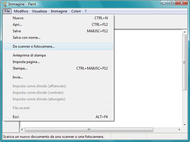 Scansione con l'interfaccia WIA Scansione con l'interfaccia WIA Microsoft Windows XP e Windows Vista dispongono di un'interfaccia di scansione propria, denominata Acquisizione di immagini di Windows