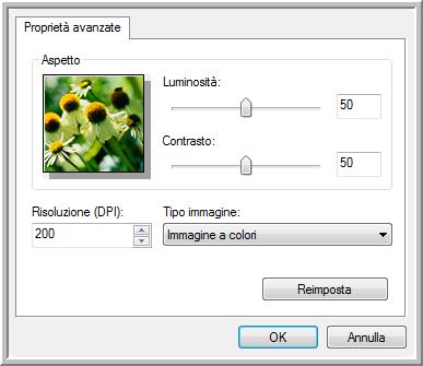 Scansione con l'interfaccia WIA 1. Sulla finestra di scansione, fare clic su Regola la qualità dell'immagine digitalizzata. Viene visualizzata la finestra di dialogo Proprietà avanzate. 2.