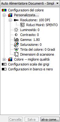Scansione con l'interfaccia TWAIN 4. Fare clic su una delle icone per selezionare una configurazione.